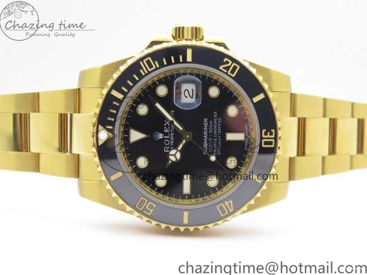 LN A2836 YG Dial Best Edition Wrapped Wrapped Bracelet Submariner Black 116618 D1F YG on 0207